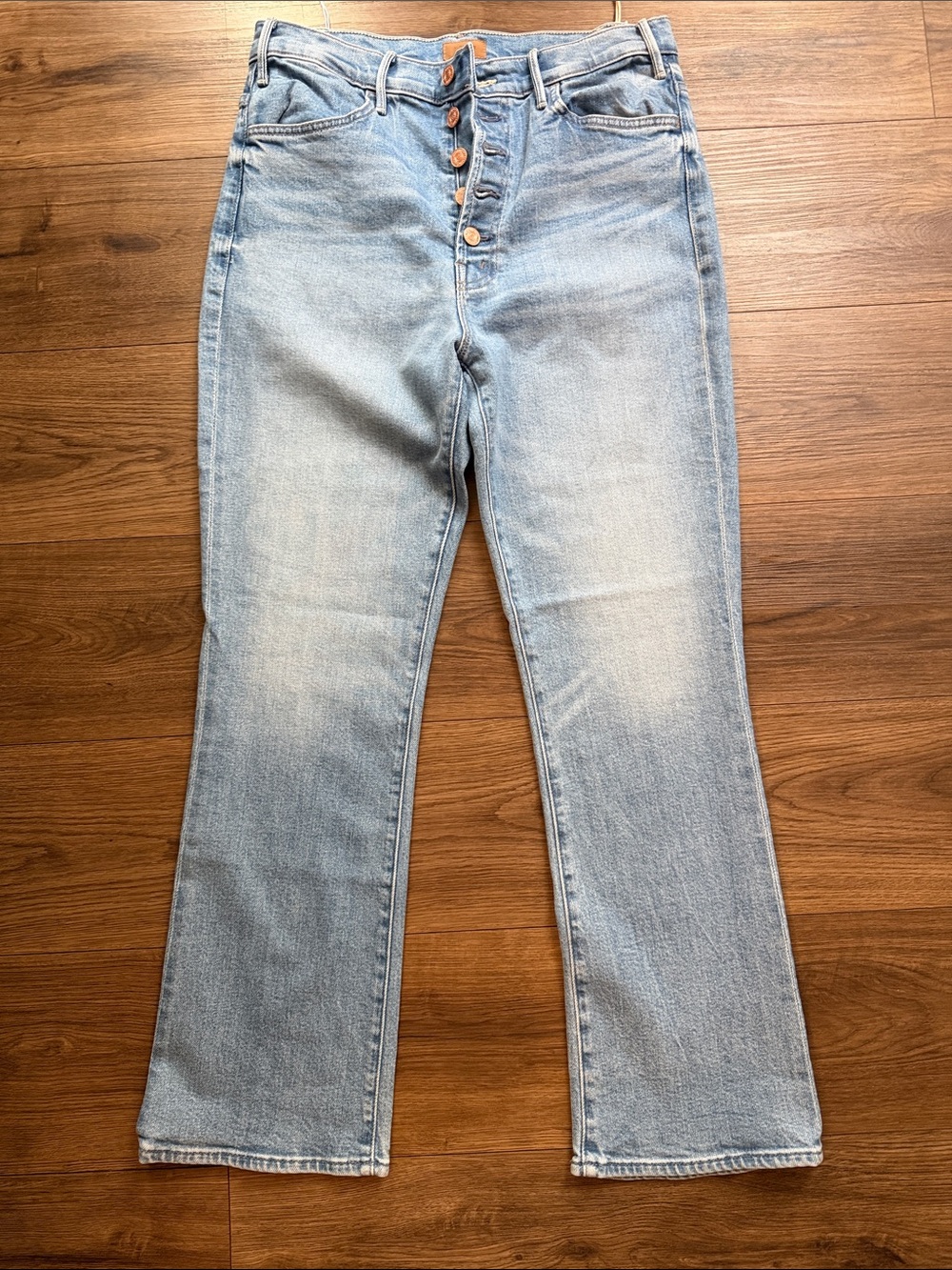 MOTHER Light Blue High-Rise Straight-Leg Jeans